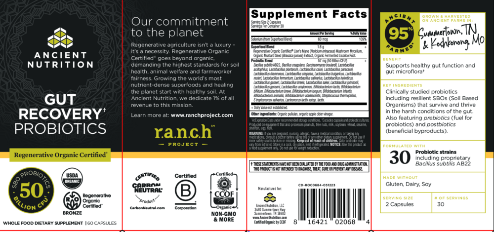 Product image for Regenerative Organic Certified Gut Recovery Probiotics 50B.