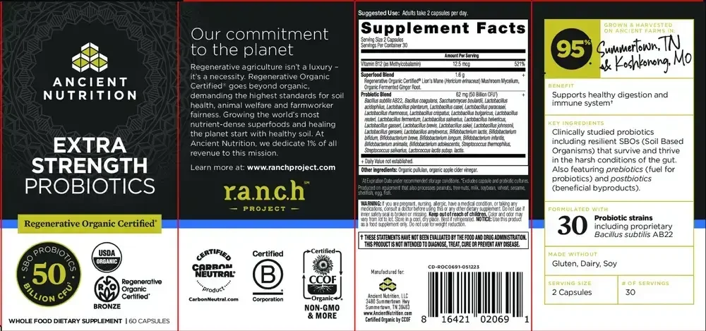 Product image for Regenerative Organic Certified Extra Strength Probiotics 50B.
