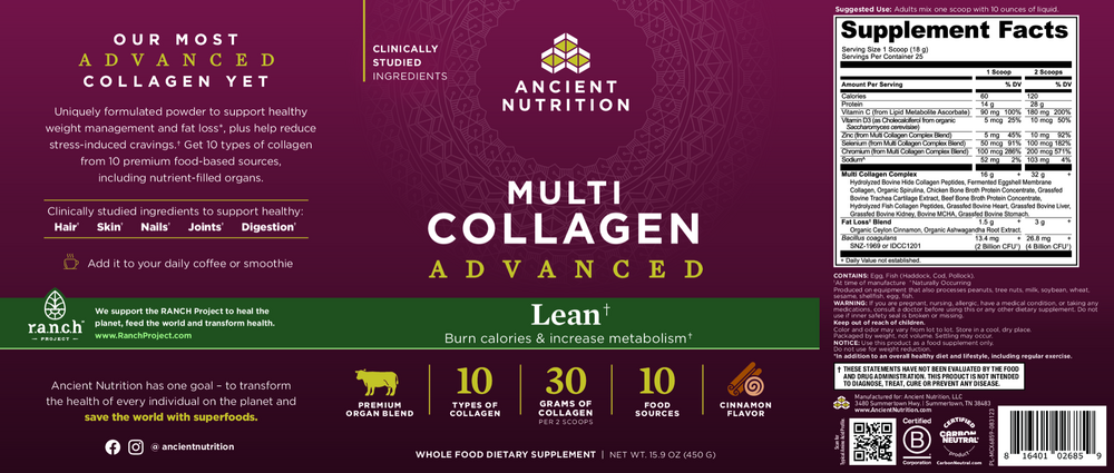 Product image for Multi Collagen Advanced Lean, Cinnamon.