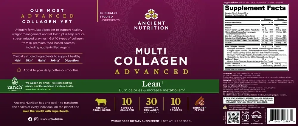 Product image for Multi Collagen Advanced Lean, Cinnamon.