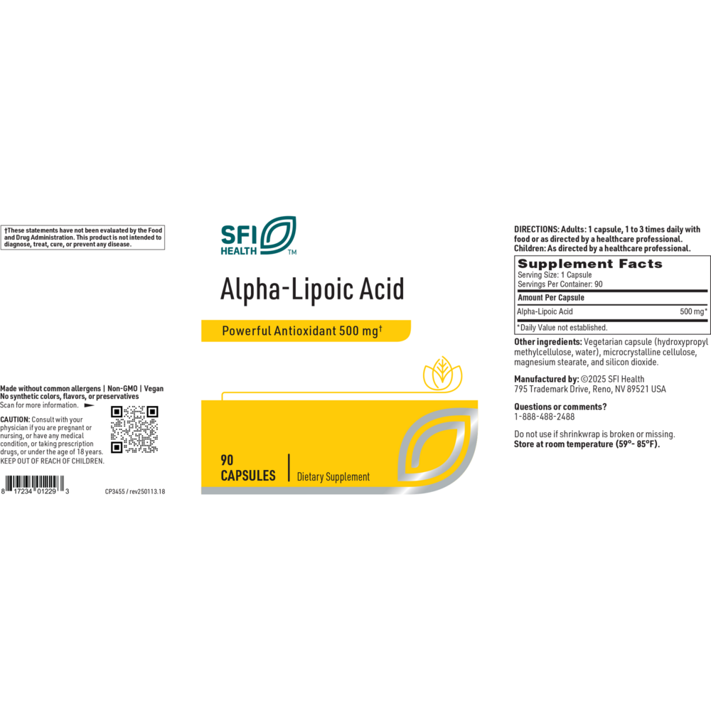 Product image for Alpha Lipoic Acid 500mg.
