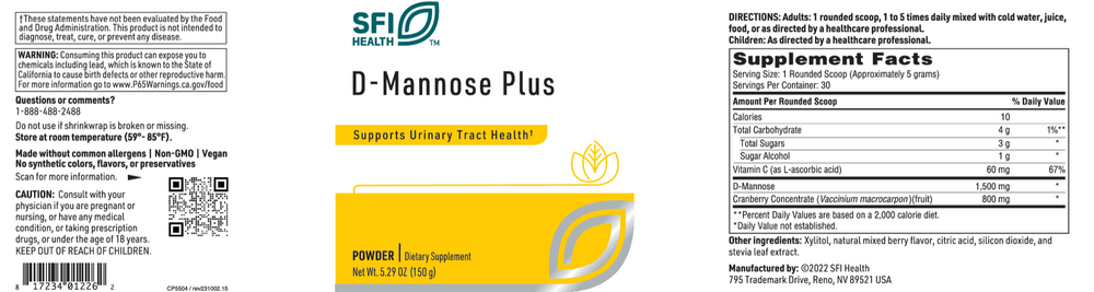 Product image for D-Mannose Plus.