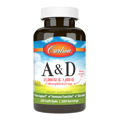 A & D 25000IU & 1000IU (250 Softgels) Product image for A & D 25000IU & 1000IU (250 Softgels).