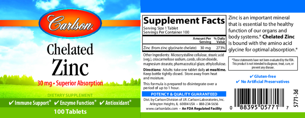 Product image for Chelated Zinc.