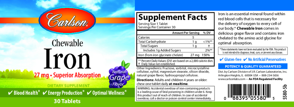Product image for Chewable Iron - Grape.
