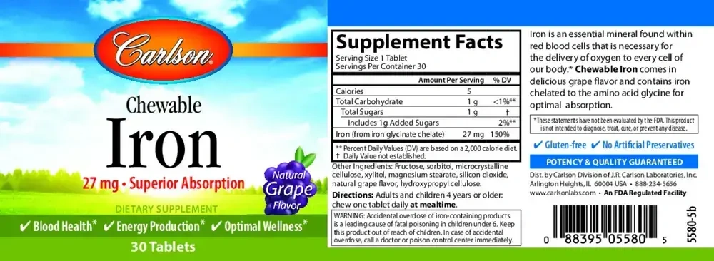 Product image for Chewable Iron - Grape.