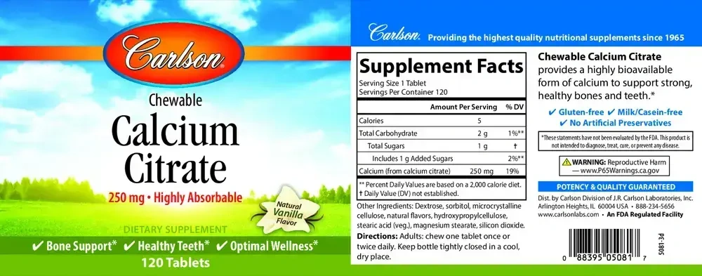 Product image for Chewable Calcium Citrate.