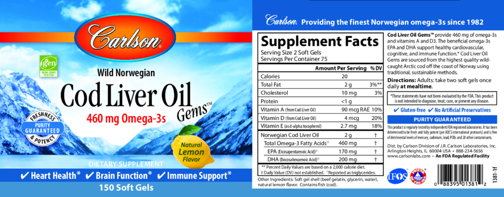 Product image for Cod Liver Oil Gems™ 460mg.