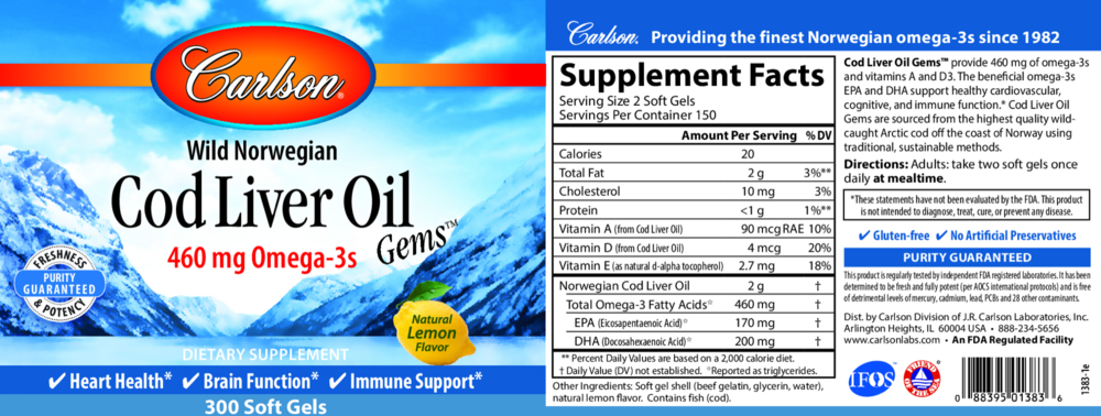 Product image for Cod Liver Oil Gems™ 460mg.