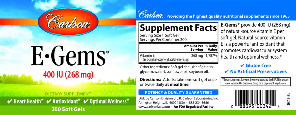 Product image for E-Gems® 400IU.