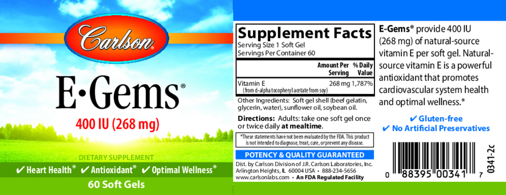 Product image for E-Gems® 400IU.