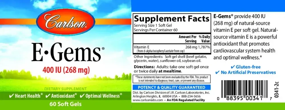 Product image for E-Gems® 400IU.