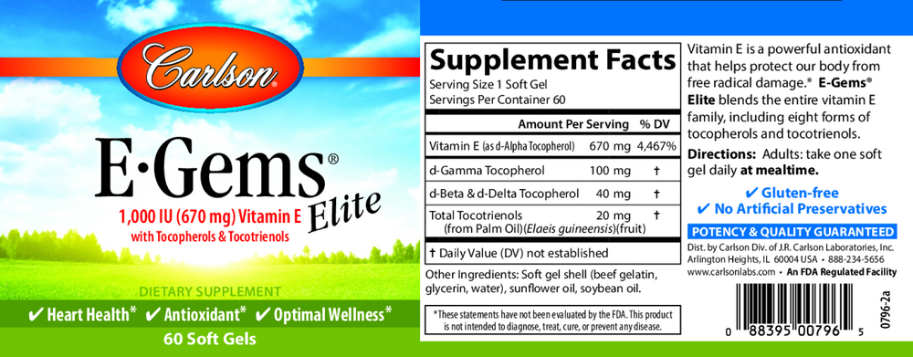 Product image for E-Gems® Elite 1000IU.
