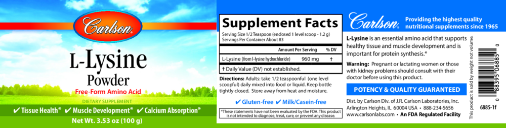 Product image for L-Lysine Amino Acid Powder.
