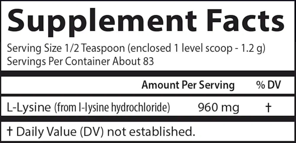 Product image for L-Lysine Amino Acid Powder.
