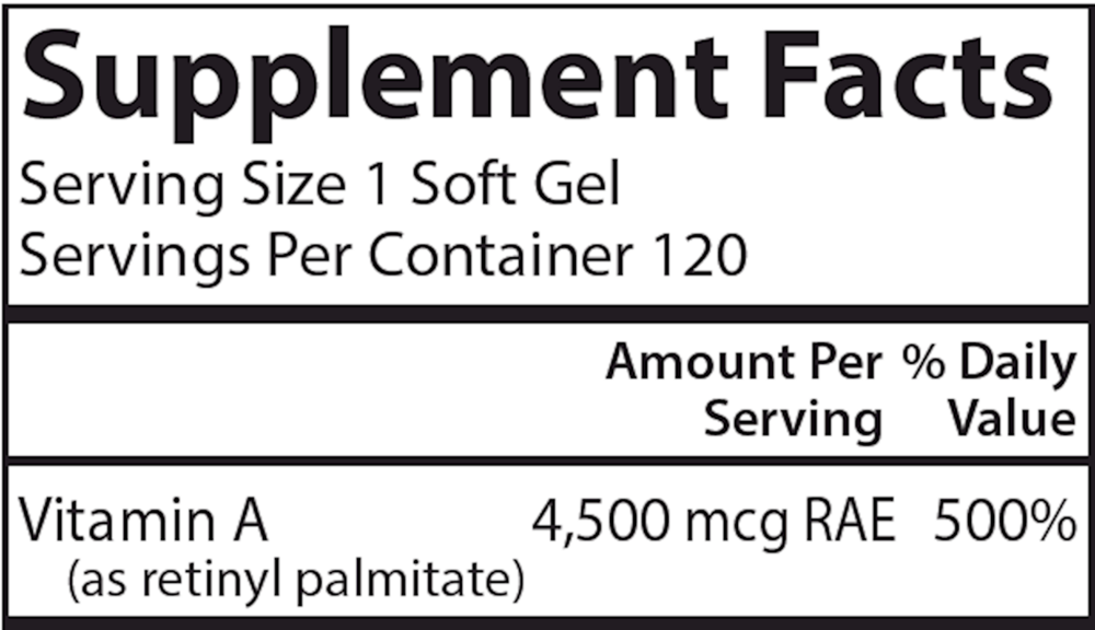 Product image for Vitamin A Palmitate 15000IU.