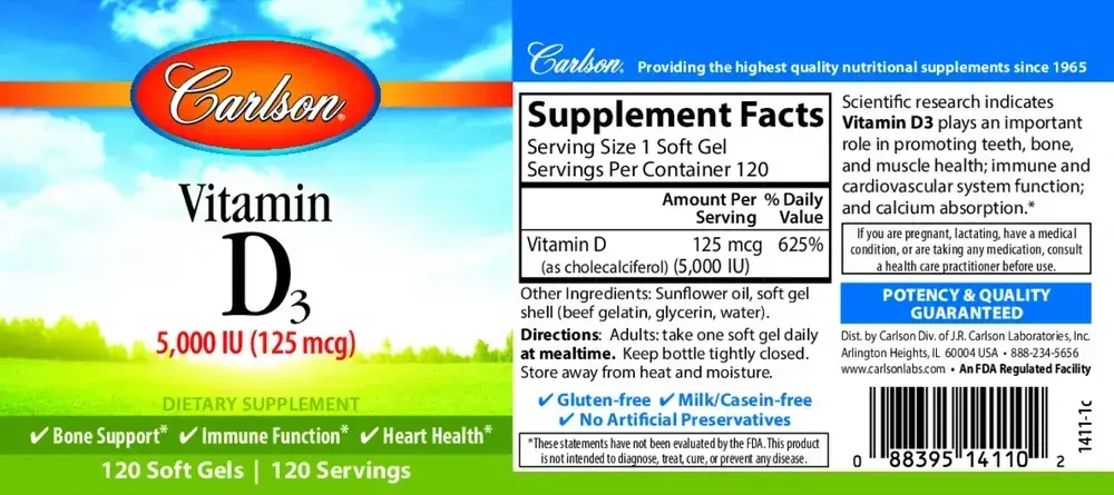 Product image for Vitamin D3 5000IU.