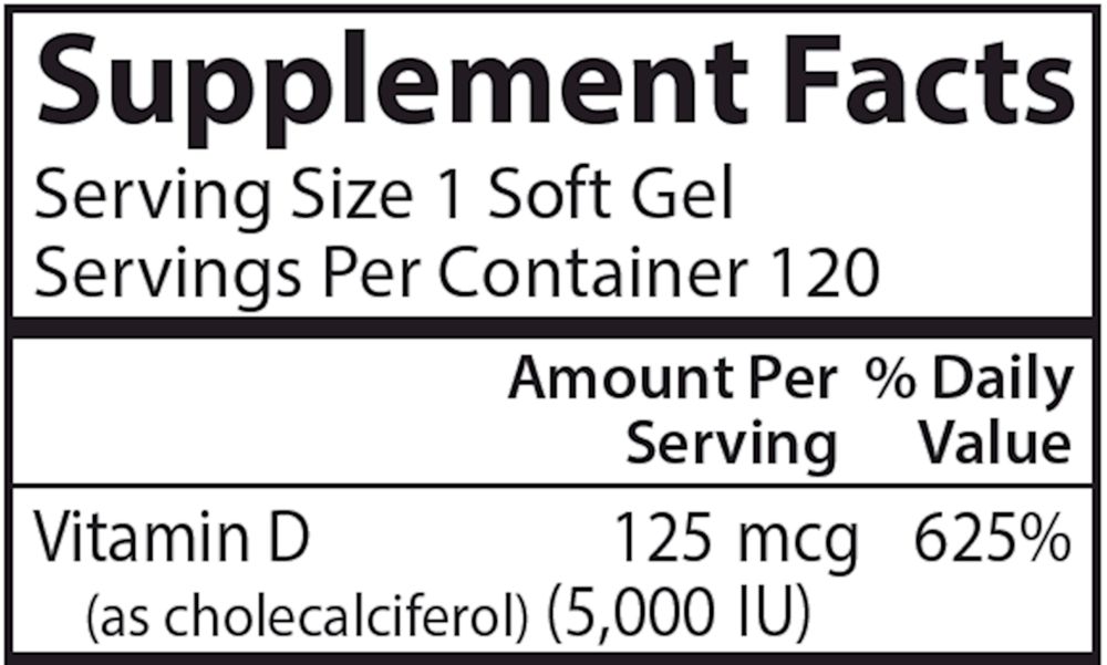 Product image for Vitamin D3 5000IU.
