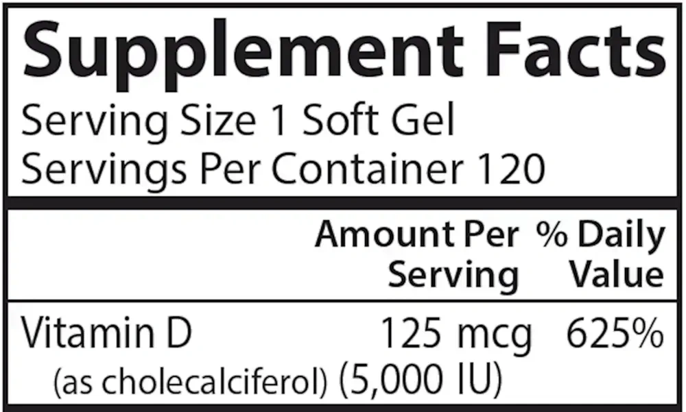 Product image for Vitamin D3 5000IU.