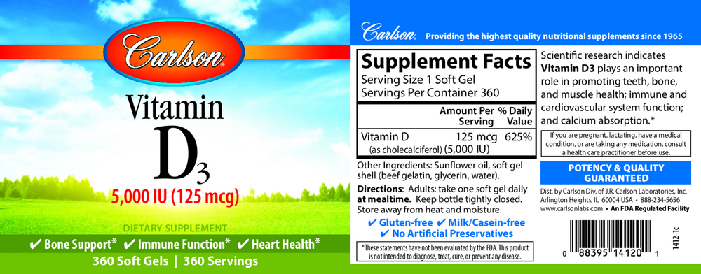 Product image for Vitamin D3 5000IU.