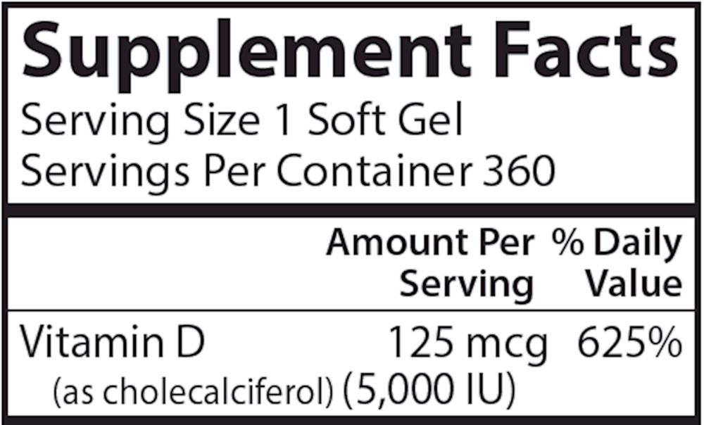 Product image for Vitamin D3 5000IU.