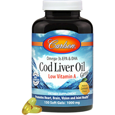 Cod Liver Oil Low Vitamin A Lemon 150 Softgels