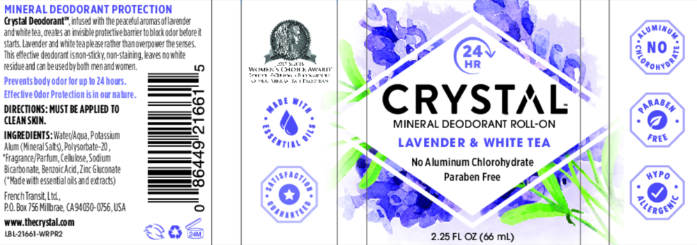 Product image for Lavender &amp; White Tea Roll On Deodorant.