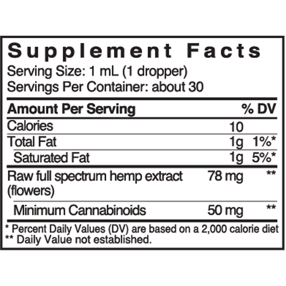 Product image for ECS Care® Raw 1500 Full Spectrum Hemp Liquid, Mint.