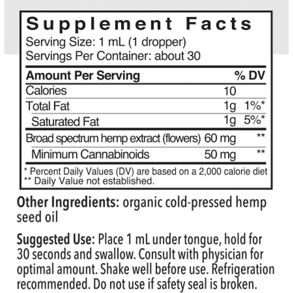 Product image for ECS Care® BS-1500 Broad Spectrum Hemp Liquid.
