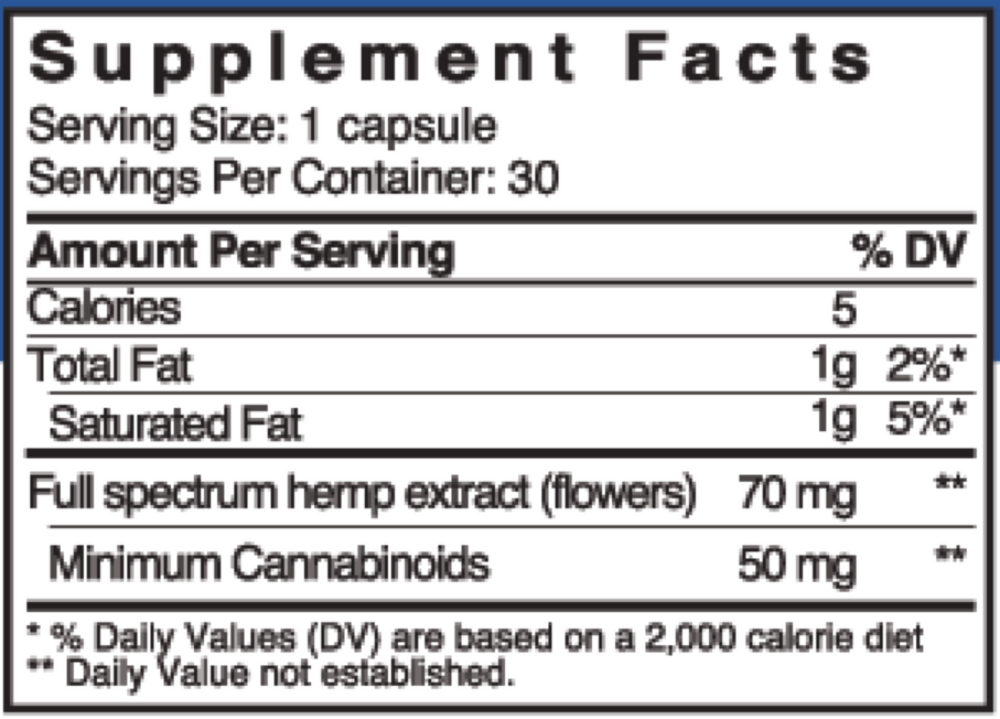 Product image for ECS Care® 50 Full Spectrum Hemp Capsules, 30 ct..