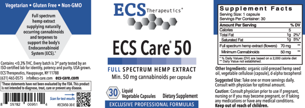 Product image for ECS Care® 50 Full Spectrum Hemp (California Only).