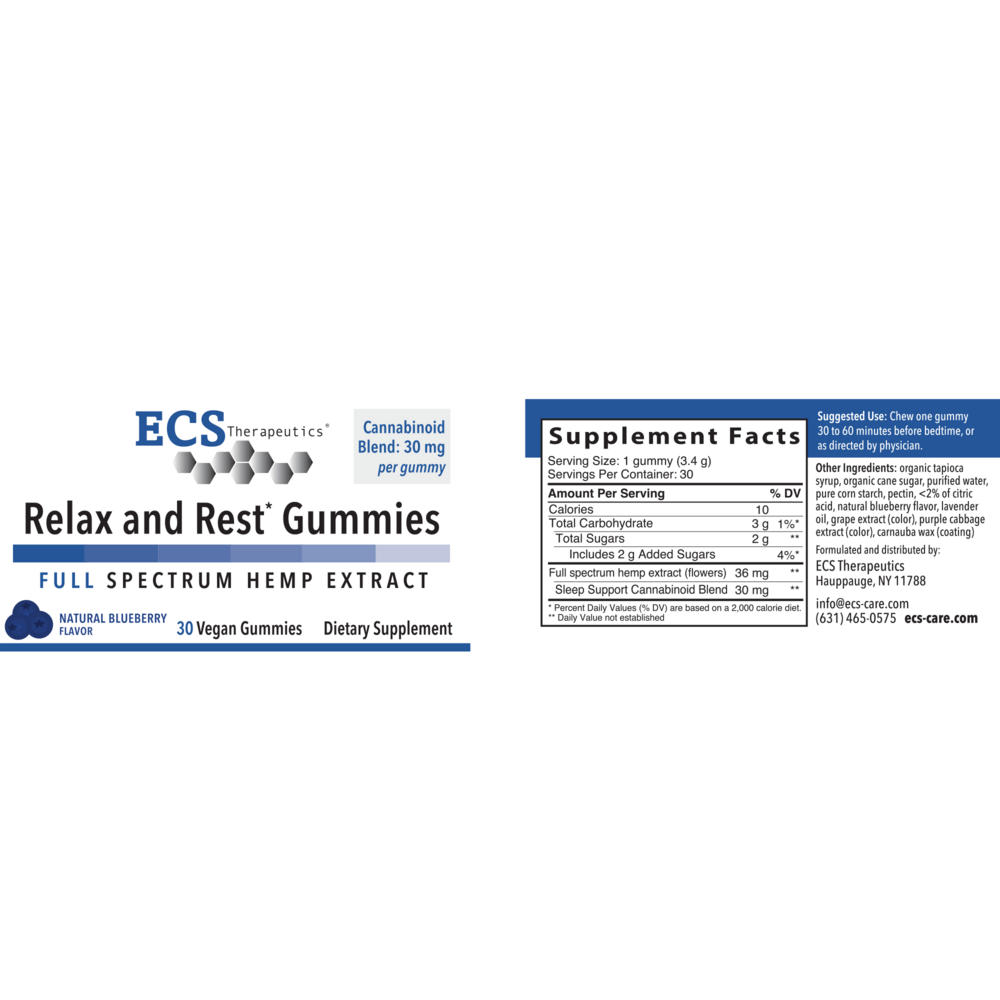 Product image for Relax and Rest Gummies (Full Spectrum Hemp) Natural Blueberry.