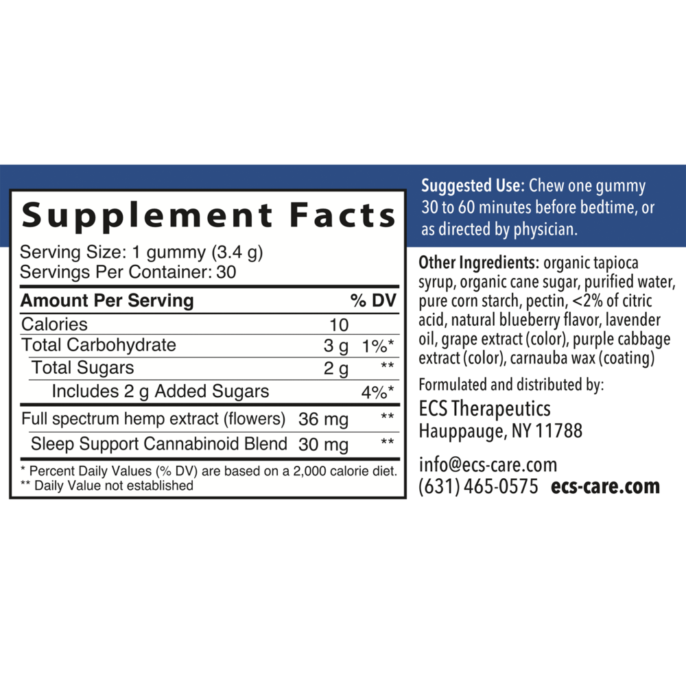Product image for Relax and Rest Gummies (Full Spectrum Hemp) Natural Blueberry.