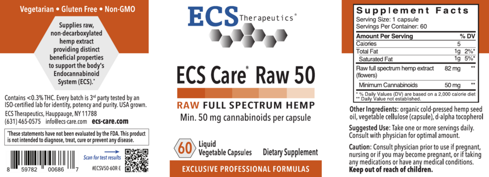 Product image for ECS Care® Raw 50 Hemp (California Only).