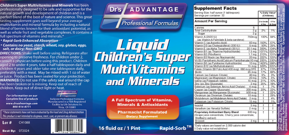 Product image for Liquid Children&#39;s Super Multivitamins &amp; Minerals.