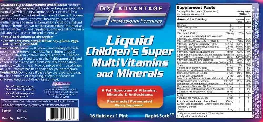Product image for Liquid Children's Super Multivitamins &amp; Minerals.