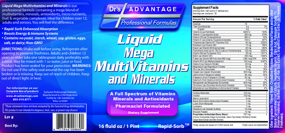 Product image for Liquid Mega MultiVitamins and Minerals.