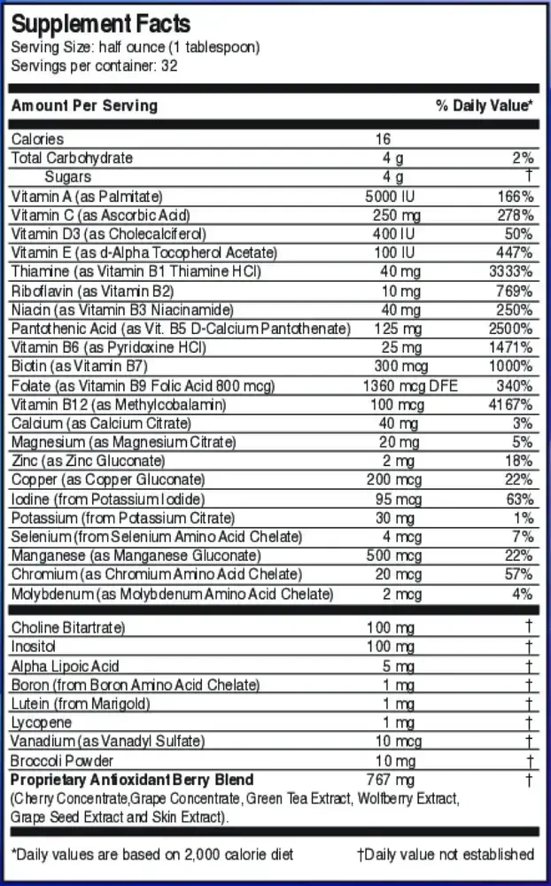 Product image for Liquid Mega MultiVitamins and Minerals.
