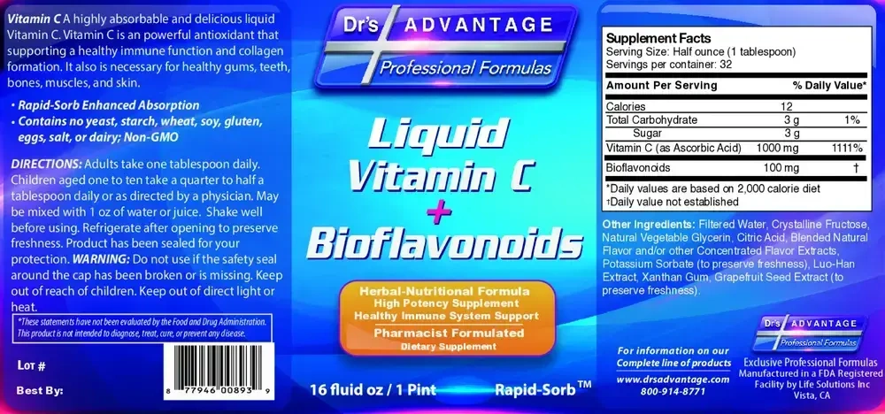 Product image for Liquid Vitamin C + Bioflavonoids.