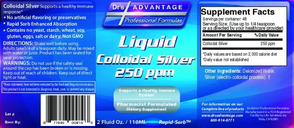 Product image for Colloidal Silver 250ppm.