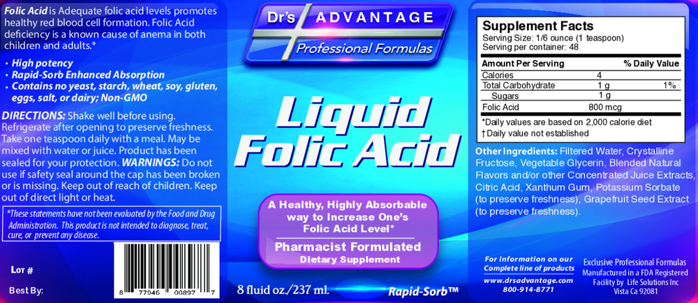 Product image for Liquid Folic Acid.