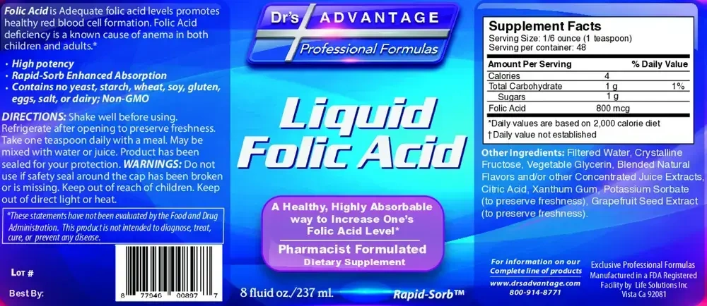 Product image for Liquid Folic Acid.