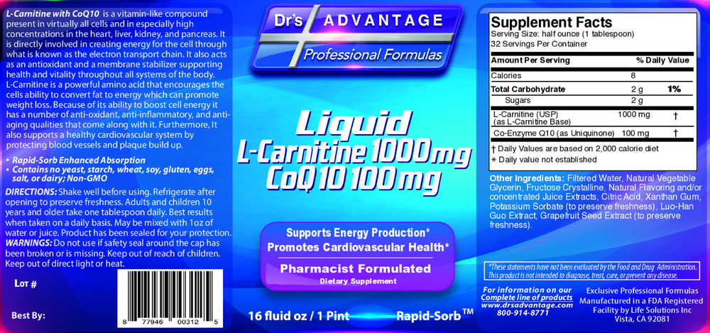 Product image for Liquid L-Carnitine CoQ10.