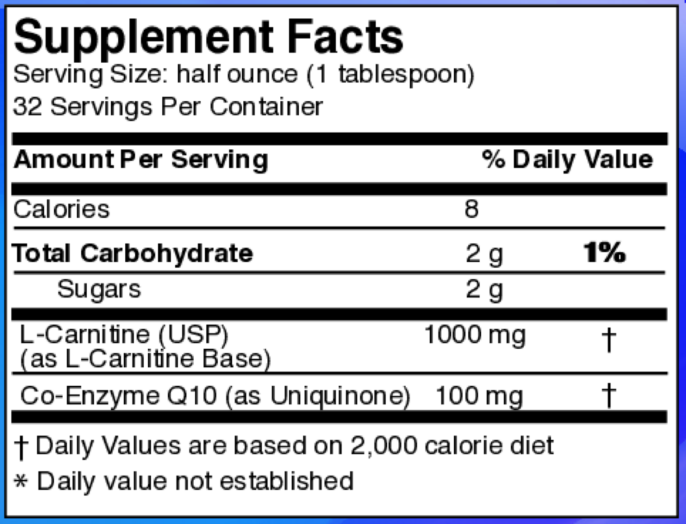 Product image for Liquid L-Carnitine CoQ10.