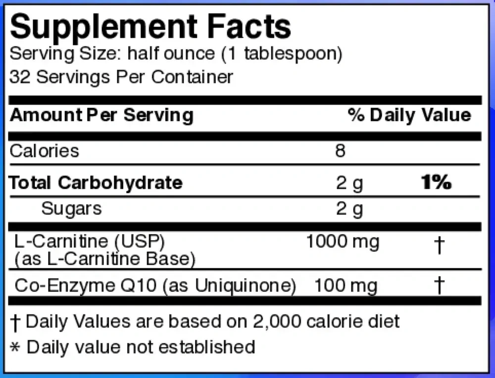 Product image for Liquid L-Carnitine CoQ10.