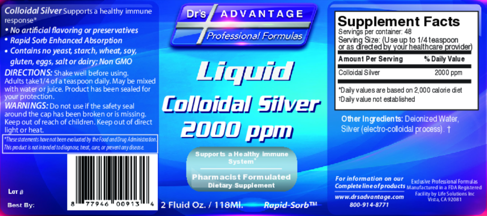 Product image for Liquid Colloidal Silver 2000ppm.