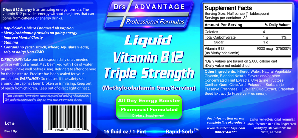 Product image for Liquid Vitamin B12 Triple Strength.