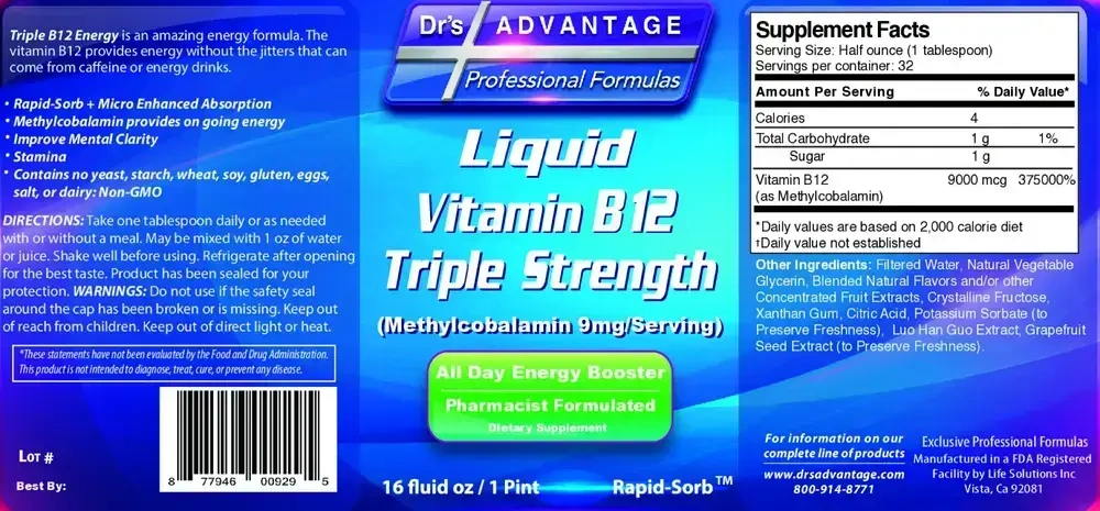 Product image for Liquid Vitamin B12 Triple Strength.