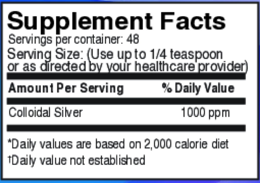 Product image for Liquid Colloidal Silver 1,000ppm.