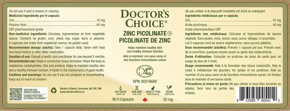 Product image for Zinc Picolinate 50mg.